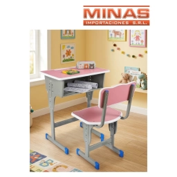 ESCRITORIO + SILLA ,REGULABLE, ROSADO (70 CM X60 CM X 40CM ),