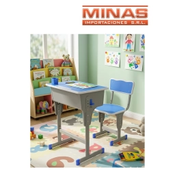 ESCRITORIO + SILLA ,REGULABLE, CELESTE.(70 CM X60 CM X 40CM ),