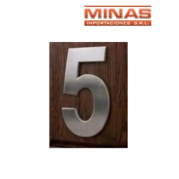 NUMERO 5 PARA PUERTA COLOR PLATEADO