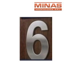 NUMERO 6 PARA PUERTA COLOR PLATEADO