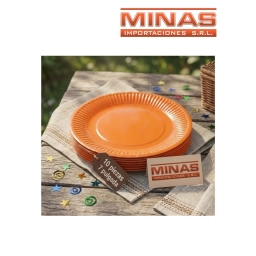PLATOS DESCARTABLES DE 18 CM X 10 UND,NARANJA.
