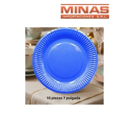 PLATOS DESCARTABLES DE 18 CM X 10 UND,AZUL.