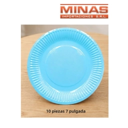 PLATOS DESCARTABLES DE 18 CM X 10 UND,CELESTE.