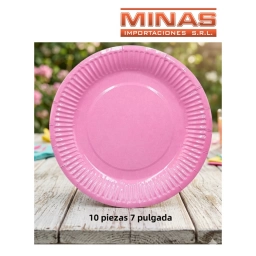 PLATOS DESCARTABLES DE 18 CM X 10 UND,ROSADO.