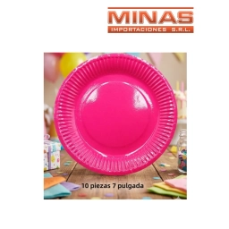 PLATOS DESCARTABLES DE 18 CM X 10 UND,FUCSIA.