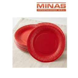 PLATOS DESCARTABLES DE 18 CM X 10 UND,ROJO.