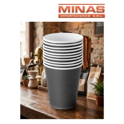 VASOS DESCARTABLES DE 250 ml  X 10 UND,NEGRO.