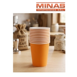 VASOS DESCARTABLES DE 250 ml  X 10 UND,NARANJA.
