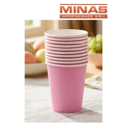 VASOS DESCARTABLES DE 250 ml  X 10 UND,ROSADO.
