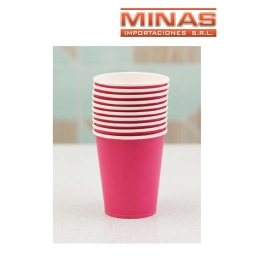 VASOS DESCARTABLES DE 250 ml  X 10 UND,FUCSIA.