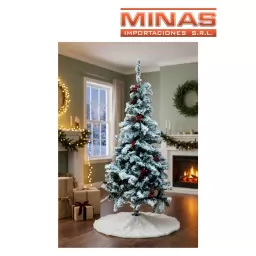 ARBOL STANDARD + NIEVE, CON PI�AS Y BAYAS X 150 CM, 340 RAMAS, CON BASE DE METAL.