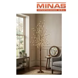 ARBOL DE 150 LUCES CALIDAS X 1.8 M.,BOLITAS BASE DORADA.