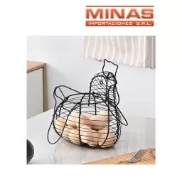 GALLINA PORTA HUEVOS DE METAL NEGRO