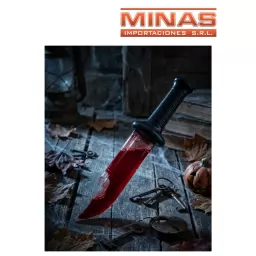 CUCHILLO X 33 CM, CON SANGRE LIQUIDA.