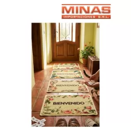 ALFOMBRA FELPUDO ANTIDESLIZANTE,� BIENVENIDO�, DE 40 CM X 60 CM, 4 DISE�OS FLORALES.